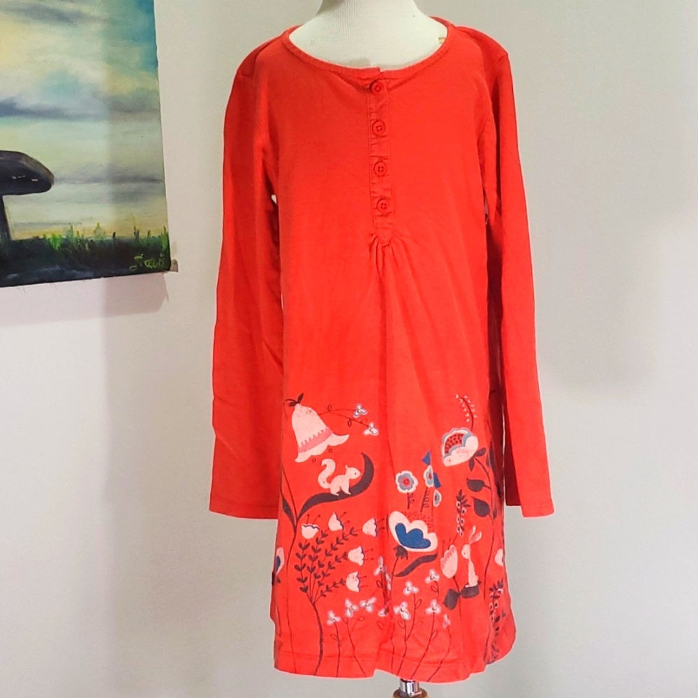Tea Red long sleeve dress girl's size 7
